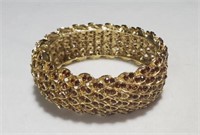 Vintage Goldtone Topaz Rhinestone Cuff Bracelet