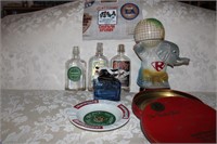 Vintage Decanters, Bottles, and Cigar Tin