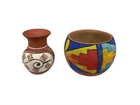 Small Native American Style Pottery Bowl & Vase