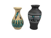 2-Small Native American Style Pottery Vases