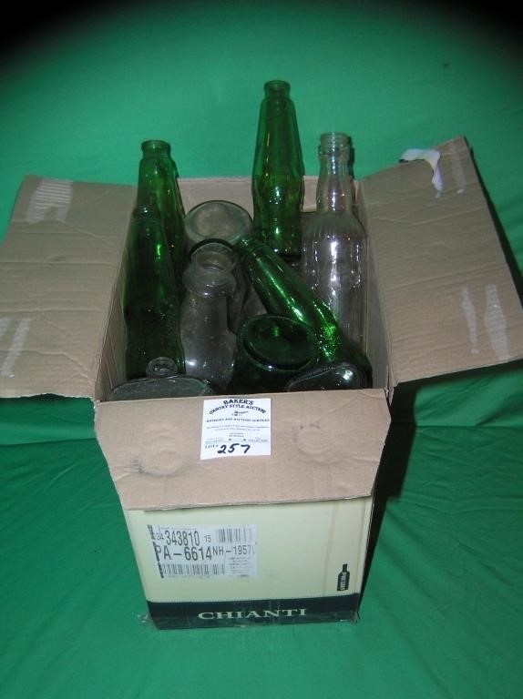 Large box of vintage estate bottles