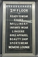 Vintage Department Store Sign, 2nd Floor Depts.