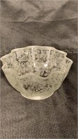 Antique Acid Etched Glass Shade with Floral Design