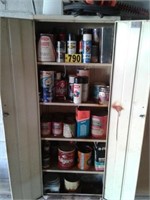 metal cabinet w/paint supplies & more