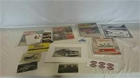 Hot rod magazines and motorcycle pamphlets