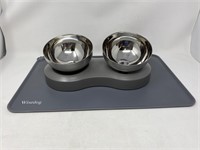 New stainless steel dog cat bowls: tilted