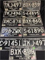 Lot of 11 1979 Michigan License Plates 2 Sets