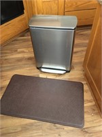 Stainless Steel Trash Can and Cushion Floor Mat