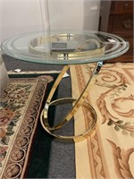 Metal Spiral End Table with Glass Top
