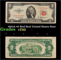 1953A $2 Red Seal United States Note Grades vf++