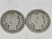 1906 O Silver Barber Half Dollar Coins (2)