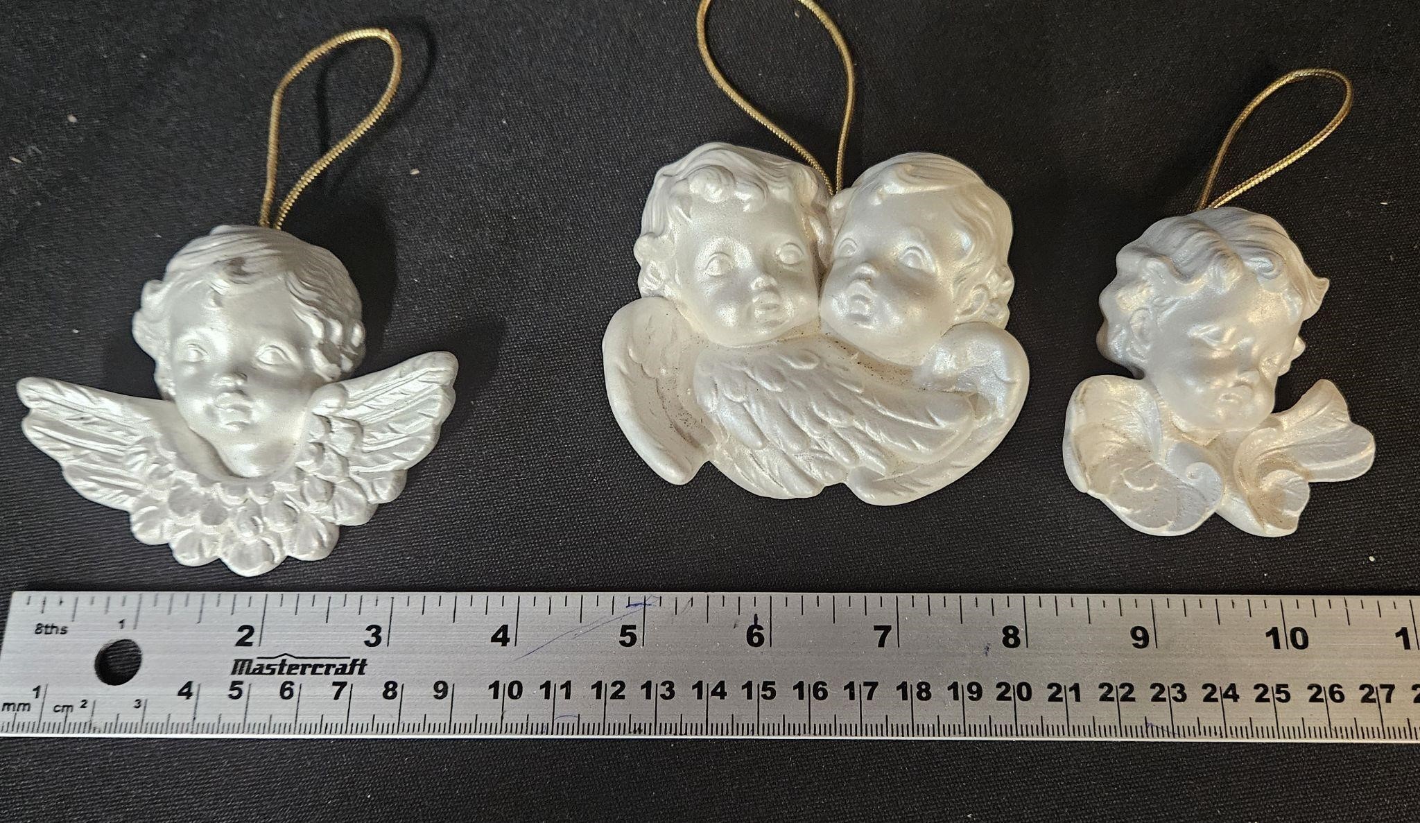 3 small porcelain angels estate