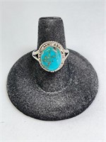 Sterling Cabochon Turquoise Ring 11 Gr Size 7.5