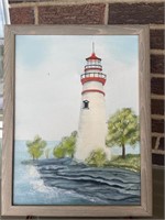 Marblehead Lighthouse painting with easel