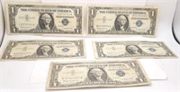 (5)  1 Dollar Silver Certificates