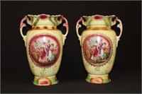 Pair of English Strasburg Vases 12.75"