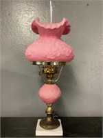 Vintage Fenton Poppy Rose Lamp, 22in Tall X 9in