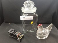 Glass Canister Jar, Rooster Candy Jar, etc.