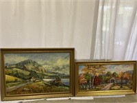 2 Framed Oil on Canvas Landscapes, Frames are