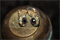 VINTAGE GOLD JEWELED  EARRINGS