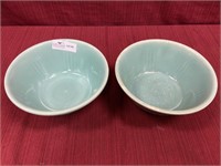 2 pottery mixing bowls. One damaged.