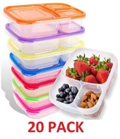 20 PACK DHOMEWARE 3 COMPARTMENT FOOD CONTAINERS