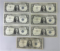Set of 7  1957 Silver Certificates. One is series