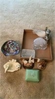 Decorative glass bowl, bird decorations, glass