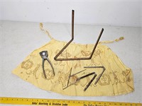 Vintage apron and ruler lot