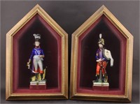 2 German Porcelain Generals in Shadow Boxes