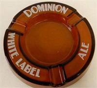 DOMINION WHITE LABEL BEER AMBER GLASS ASHTRAY
