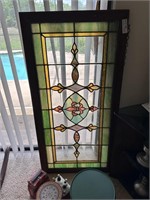 Early English Stained Glass Window Panel - 44" x 2