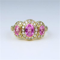Captivating Vivid Pink Sapphire and Diamond Ring
