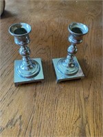 Vintage and Worn Silver Plated Candlesticks