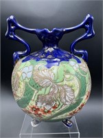 NIPPON HAND PAINTED DOUBLE HANDLE VASE