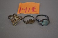 141: (3) rings marked sterling or 925