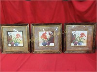 Framed Floral Prints - 3 piece lot