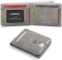 Leather Grey Slim Rfid Bifold Wallet