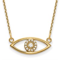 14 Kt- Diamond Evil Eye Necklace