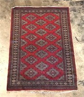 Large Red Rug with Geometric Pattern