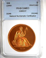 1836 $1 NNC PR69 CAM Gobrecht Copper Copy