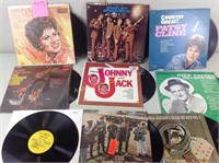 Vinyl records including patsy cline, Johnny and