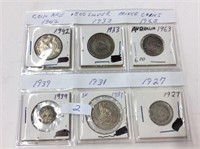 6 Coins Mixed .500 Silver
