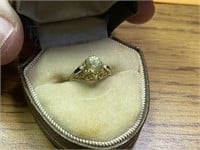VINTAGE 14K GOLD YELLOW SAPHIRE RING - SIZE 5