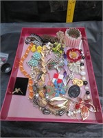 Flat of Misc Jewelry (all as is as shown)