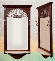 WALL MIRROR with HAT & COAT HOOKS & MARBLE SHELF