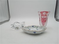 Limoges Hoya Crystal & Cranberry Vase Glass LOT