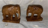 Pair of Vtg Carved Wood Elephant Figures