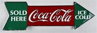 1990 Coca Cola Tin Arrow Sign