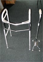 Adjustable Folding Walker & Footed Cane